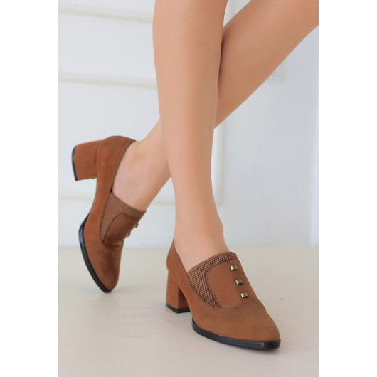 Tan Suede Heeled Shoes