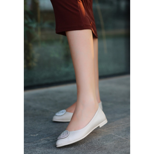 Beige Skin Ballerina Shoes