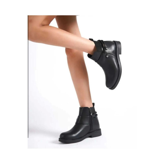 Black Leather Heeled Boots