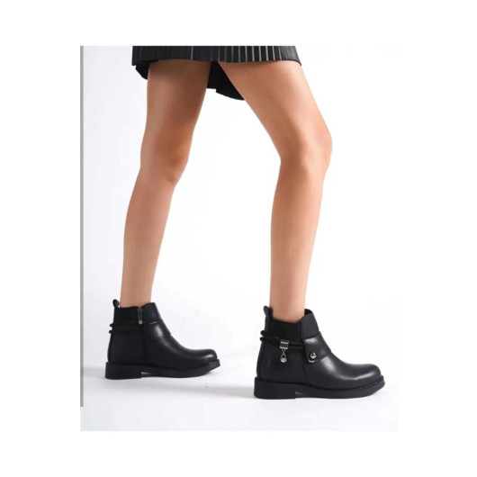 Black Leather Heeled Boots