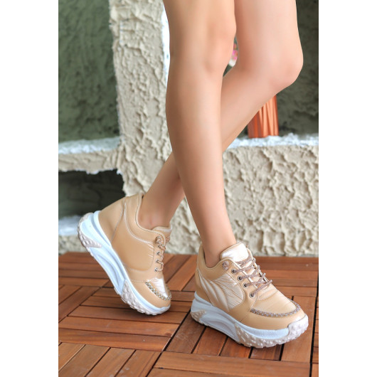 Nude Skin Lace-Up Sneakers