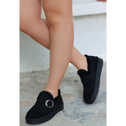 Black Suede Ballerina Shoes