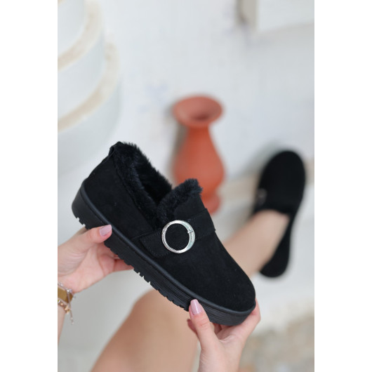 Black Suede Ballerina Shoes