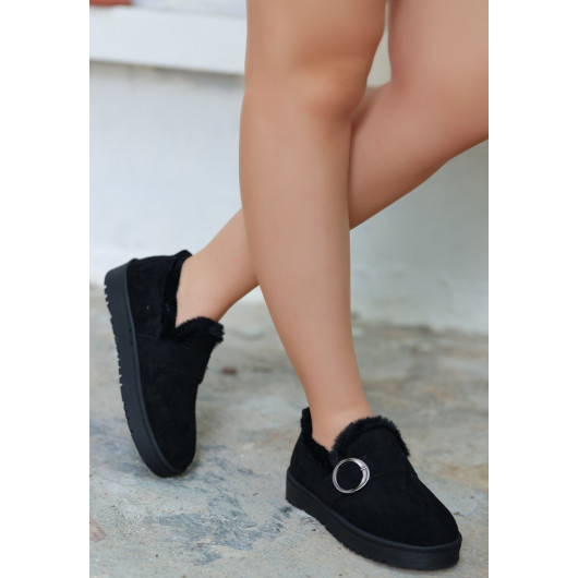 Black Suede Ballerina Shoes