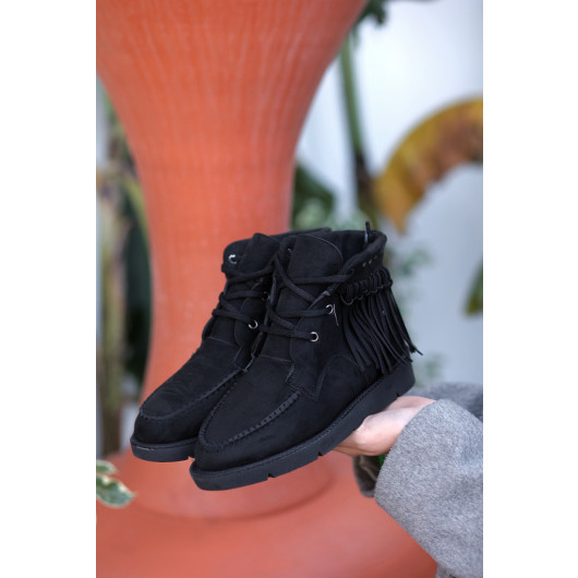 Black Suede Lace Up Boots