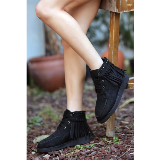 Black Suede Lace Up Boots