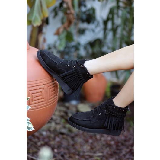 Black Suede Lace Up Boots