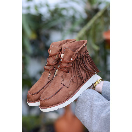 Tan Suede Lace-Up Boots