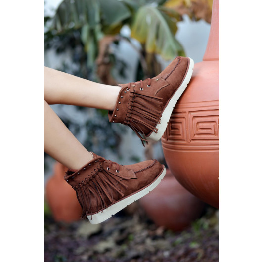 Tan Suede Lace-Up Boots