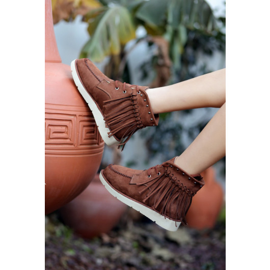 Tan Suede Lace-Up Boots