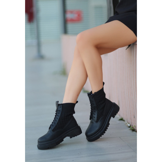 Black Leather Lace Up Boots