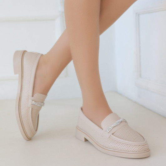 Beige Skin Ballerina Shoes