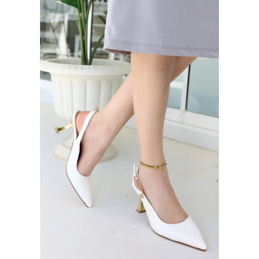 White Patent Leather High Heel Shoes