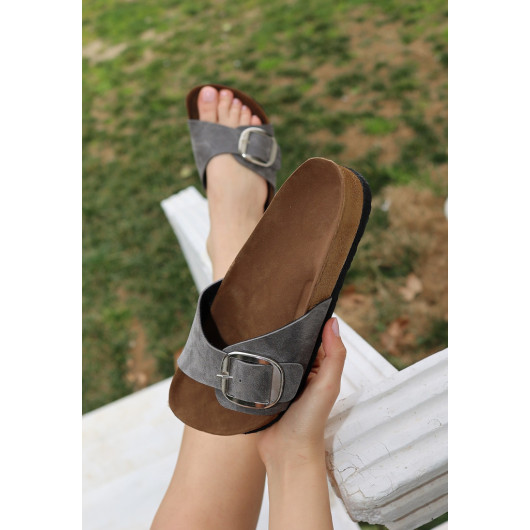 Gray Nubuck Slippers