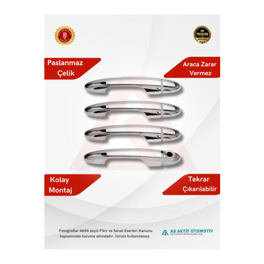 Door Handle 4 Pieces 2016 And Above Chrome Stainless Steel