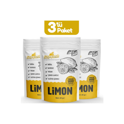 3 Pack Freeze Dried Lemon Slices 3X20G