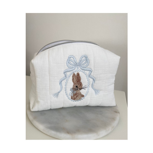 Rabbit Bow Embroidered Baby Care Bag Cotton Large Size