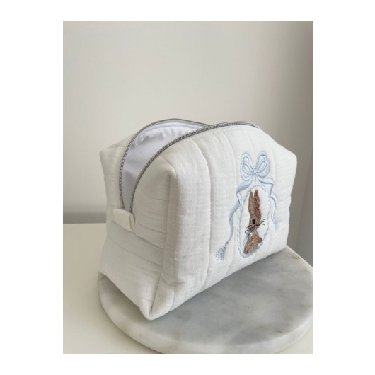 Rabbit Bow Embroidered Baby Care Bag Cotton Large Size