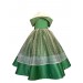 فستان بناتي ساتان باكتاف مكشوفة لون أخضر