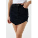 Asymmetric Cut Black Mini Denim Skirt