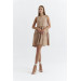 Layered Mini Camel Dress With Straps