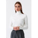 Turtleneck Sleeve Drop Knitwear White Women's Sweater