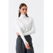 Turtleneck Sleeve Drop Knitwear White Women's Sweater