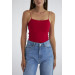 Basic Rope Strap Red Crop Top