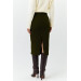 Waist Detailed Midi Length Khaki Women's Pencil Skirt