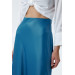 Elastic Waist Blue Satin Skirt