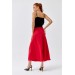 Elastic Waist Satin Red Skirt