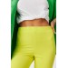 Elastic Waist Half Spanish Leg Neon Green Women's Trousers