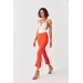 Elastic Waist Half Spanish Leg Orange Women's Trousers