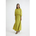 Blouse Skirt Maxi Satin Women Oil Green Suit