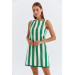 Striped Strap Green Mini Dress