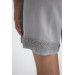 Women's Linen Blend Gray Shorts With Lace Trim