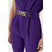 Purple Women's Jumpsuit With Degaje Collar Belt