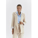 Patterned Cuff Blazer Beige Women's Jacket