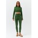 High Collar Crop Tracksuit Green Women's Suit