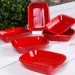 Dish For Nuts / Sauce In The Shape Of A Rectangle Red Color 13 Cm 6 Pieces