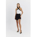 Zipper Detailed Women's Black Short Skirt