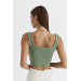 Square Neck Knitwear Green Green Crop Top
