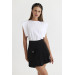 Pleated Black Mini Skirt With Cargo Pocket