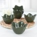 Nuts / Sauce Dish With Lily Flower Design Dark Green 12 Cm 6 Pieces