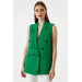 Green Women's Vest With Double Breasted Buttons
