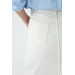 Maxi Length Slit Cream Denim Skirt