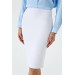 Midi Length Corduroy White Pencil Skirt
