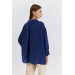 Oversize Low Sleeve Navy Blue Women's Shirt