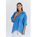 Oversize Low Sleeve Blue Women's Shirt
