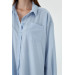 Oversize Long Sleeve Baby Blue Women's Shirt